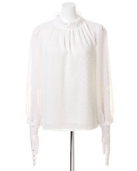 INGNI（イング） ドビードットハイネックブラウス ｵﾌﾎﾜｲﾄ