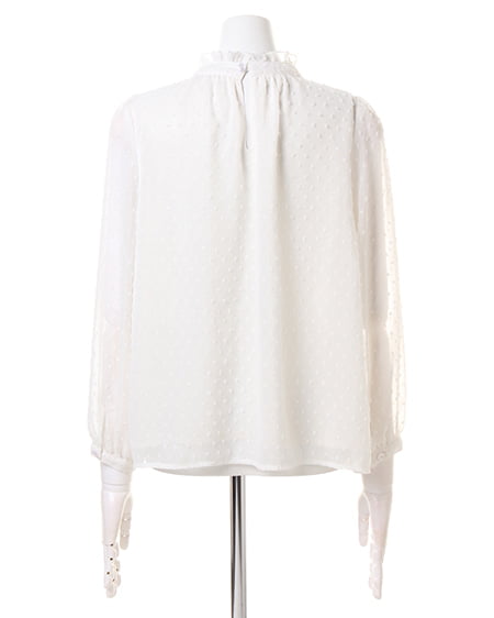 INGNI（イング） ドビードットハイネックブラウス ｵﾌﾎﾜｲﾄ