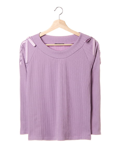 INGNI(イング) リブ肩レースUP／TOPS ラベンダー
