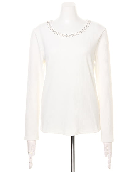 INGNI(イング) リブ装飾クルーネックA オフホワイト