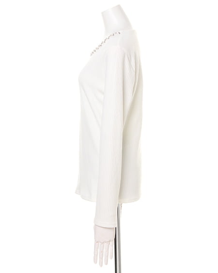 INGNI(イング) リブ装飾クルーネックA オフホワイト