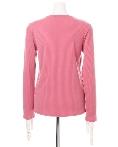 INGNI（イング） リブ装飾クルーネックA ｺｰﾗﾙﾋﾟﾝｸ