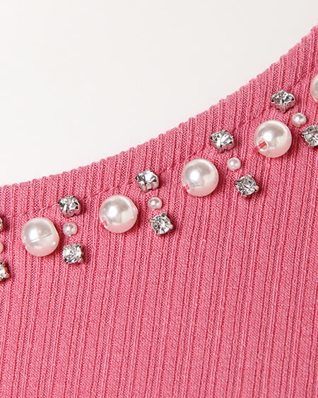 INGNI（イング） リブ装飾クルーネックA ｺｰﾗﾙﾋﾟﾝｸ