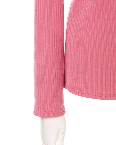 INGNI（イング） リブ装飾クルーネックA ｺｰﾗﾙﾋﾟﾝｸ