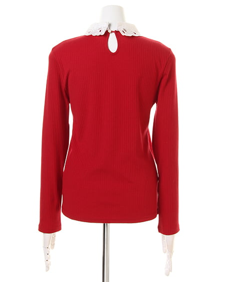 INGNI（イング） 装飾付き襟レース／リブTOPS ｱｶ