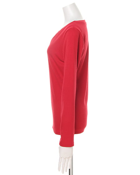 INGNI（イング） リブフロントクロスVネック TOPS長袖 ｱｶ