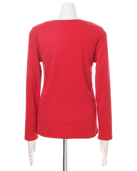 INGNI（イング） リブフロントクロスVネック TOPS長袖 ｱｶ