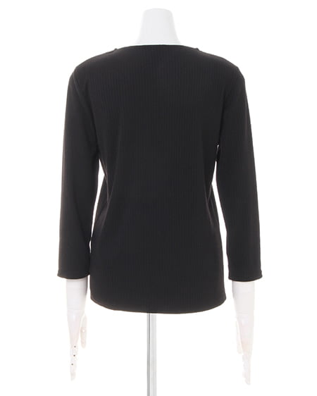 INGNI（イング） リブ装飾クルーネック8分袖 ｸﾛ