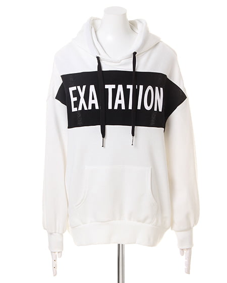 INGNI（イング） 切り替えロゴパーカー／チュニック ｵﾌﾎﾜｲﾄ/ｸﾛ