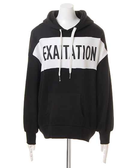 INGNI（イング） 切り替えロゴパーカー／チュニック ｸﾛ/ｵﾌﾎﾜｲﾄ