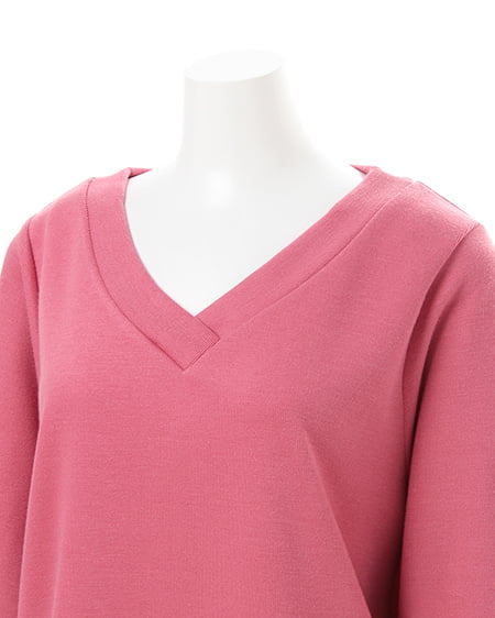 INGNI（イング） 袖レースUP／Vネックトップス ｺｰﾗﾙﾋﾟﾝｸ