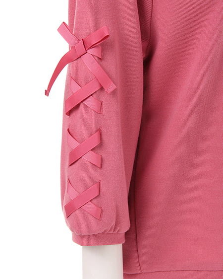 INGNI（イング） 袖レースUP／Vネックトップス ｺｰﾗﾙﾋﾟﾝｸ