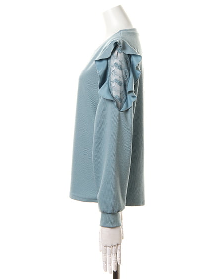 INGNI（イング） サカリバ袖レースシアーフリル／トップス ﾐﾝﾄｸﾞﾘｰﾝ