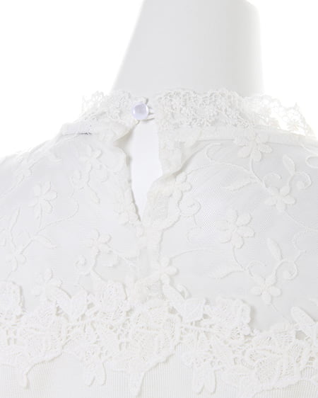 INGNI（イング） サカリバヨークレースハイネック／8分袖トップス ｵﾌﾎﾜｲﾄ