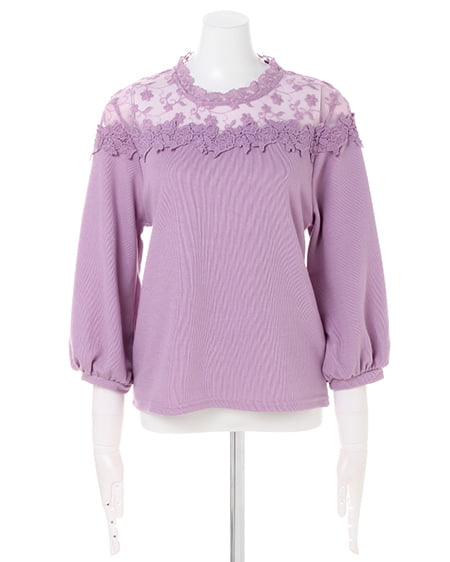 INGNI（イング） サカリバヨークレースハイネック／8分袖トップス ﾗﾍﾞﾝﾀﾞｰ/A