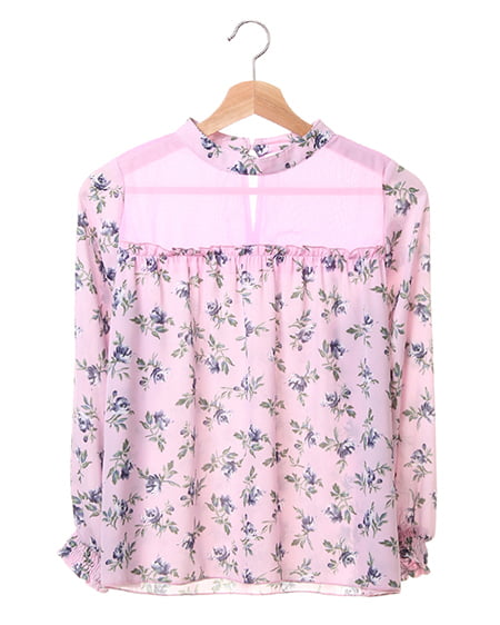 INGNI(イング) ヨークシアー花柄ハイネックトップス ラベンダー