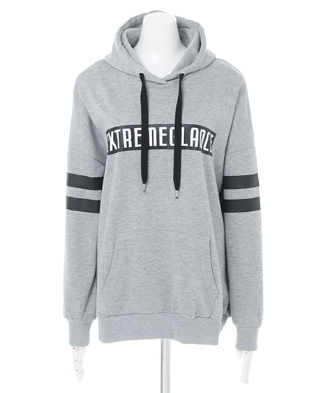 INGNI（イング） 袖ラインボックスロゴチュニックパーカー ｸﾞﾚｰ/ｸﾛ