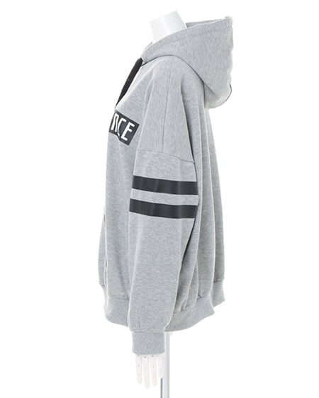 INGNI（イング） 袖ラインボックスロゴチュニックパーカー ｸﾞﾚｰ/ｸﾛ