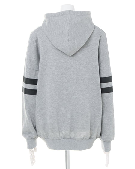 INGNI（イング） 袖ラインボックスロゴチュニックパーカー ｸﾞﾚｰ/ｸﾛ