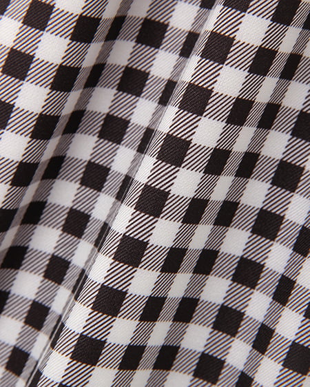 INGNI（イング） ギンガムオフショルボリュームTOPS ｸﾛ/ｷﾞﾝｶﾞﾑ