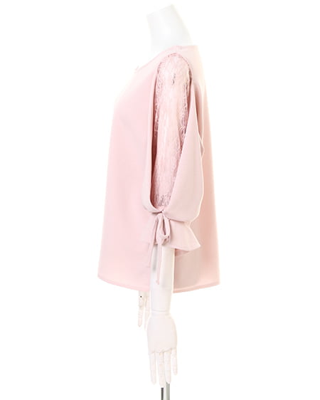 INGNI（イング） 梨地ポンチ袖割れレースTOPS 7分袖 ﾋﾟﾝｸ