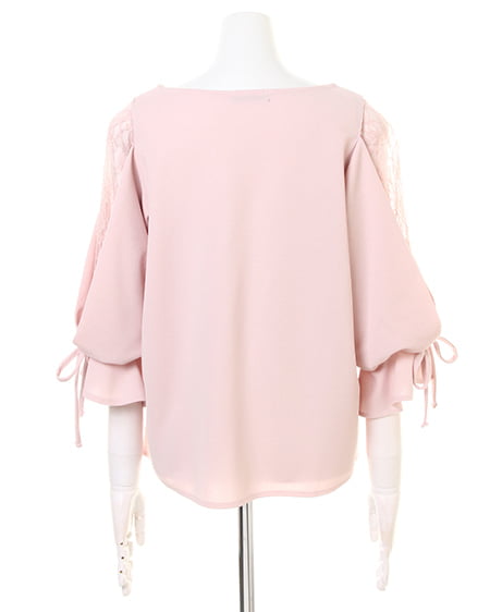 INGNI（イング） 梨地ポンチ袖割れレースTOPS 7分袖 ﾋﾟﾝｸ