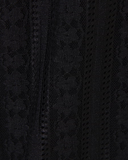 INGNI（イング） ストライプレースハイネックトップス長袖 ｸﾛ