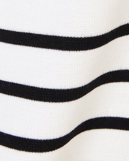 INGNI（イング） ポンチボーダーVネックTOPS長袖 ｵﾌﾎﾜｲﾄ/ｸﾛ