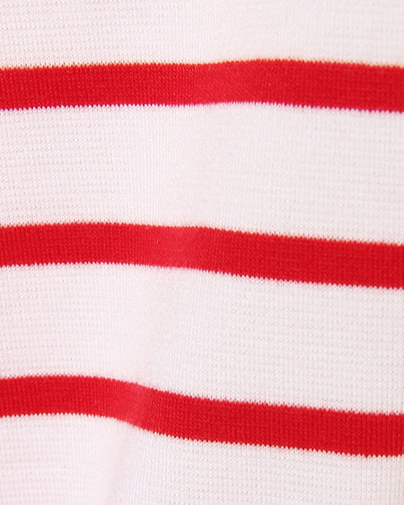 INGNI（イング） ポンチボーダーVネックTOPS長袖 ｵﾌﾎﾜｲﾄ/ｱｶ