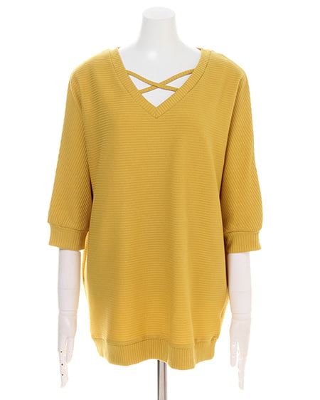 INGNI（イング） カバーリングリブドルマンTOPS7分袖 ｲｴﾛｰ