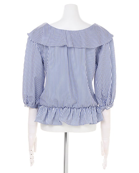 INGNI（イング） ツイルボリューム袖フリル／TOPS ﾌﾞﾙｰ/ｽﾄﾗｲﾌﾟ