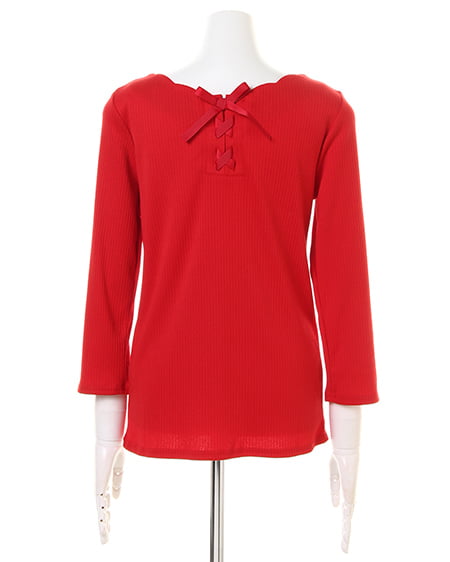 INGNI（イング） リブスカラップバックリボン8分袖 ｱｶ