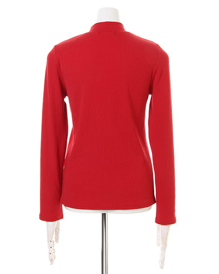 INGNI（イング） リブ装飾付ハイネック／長袖TOPS ｱｶ