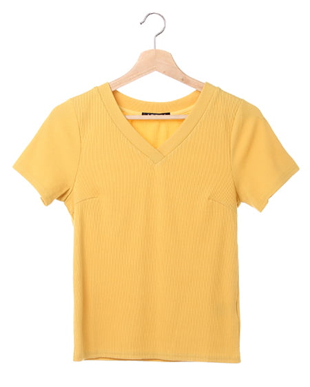 INGNI(イング) Vネック細リブTシャツ ｲｴﾛｰ