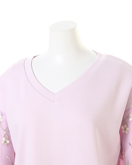 INGNI（イング） シフォン袖フラワー刺しゅうトップス ﾗﾍﾞﾝﾀﾞｰ