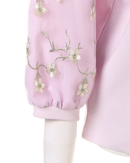 INGNI（イング） シフォン袖フラワー刺しゅうトップス ﾗﾍﾞﾝﾀﾞｰ