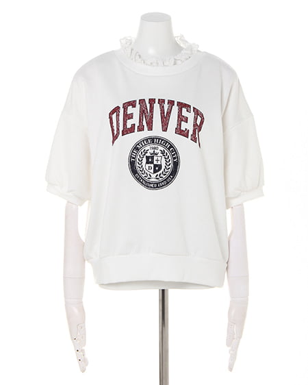 INGNI（イング） レースレイヤード／カレッジロゴ／スウェットトップス ｵﾌﾎﾜｲﾄ