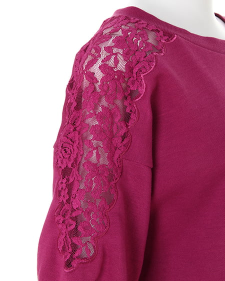 INGNI（イング） フラワーレース／スウェットトップス ﾊﾟｰﾌﾟﾙ