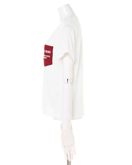 INGNI（イング） カラーポケットロゴ／半袖Tシャツ ｵﾌﾎﾜｲﾄ/ｱｶ