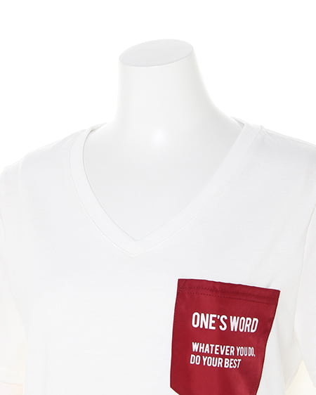 INGNI（イング） カラーポケットロゴ／半袖Tシャツ ｵﾌﾎﾜｲﾄ/ｱｶ