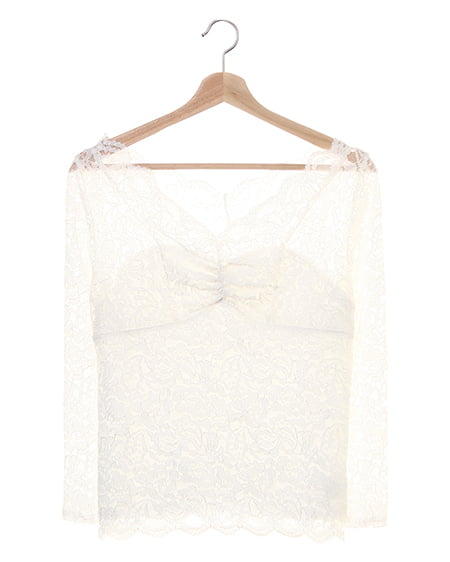INGNI(イング) スカラップレース長袖／TOPS オフホワイト