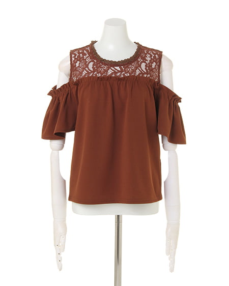 INGNI（イング） ヨークレース肩あきトップス ﾌﾞﾗｳﾝ