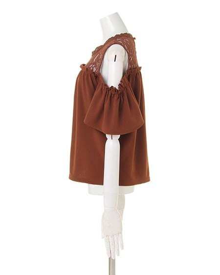 INGNI（イング） ヨークレース肩あきトップス ﾌﾞﾗｳﾝ