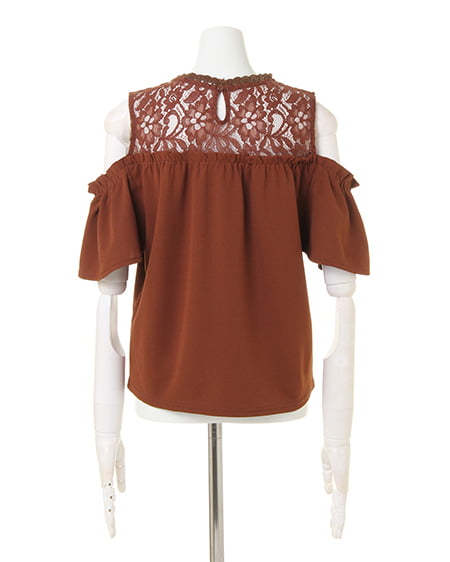 INGNI（イング） ヨークレース肩あきトップス ﾌﾞﾗｳﾝ