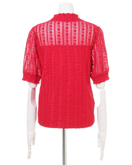 INGNI（イング） ストライプレースハイネックトップス ｱｶ