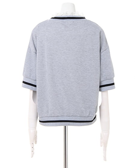 INGNI（イング） レースレイヤーライン入り／スウェットトップス ｸﾞﾚｰ/ｸﾛ