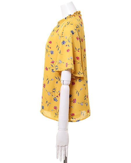 INGNI（イング） 花柄フレア袖／ハイネックトップス ｲｴﾛｰ