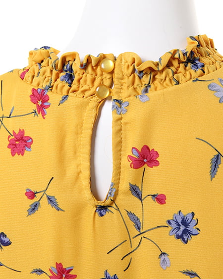 INGNI（イング） 花柄フレア袖／ハイネックトップス ｲｴﾛｰ