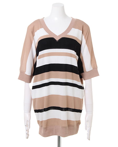 INGNI（イング） イレギュラーボーダー／ドルマントップス ﾍﾞｰｼﾞｭ