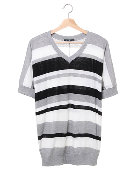 INGNI(イング) イレギュラーボーダー／ドルマントップス ｸﾞﾚｰ